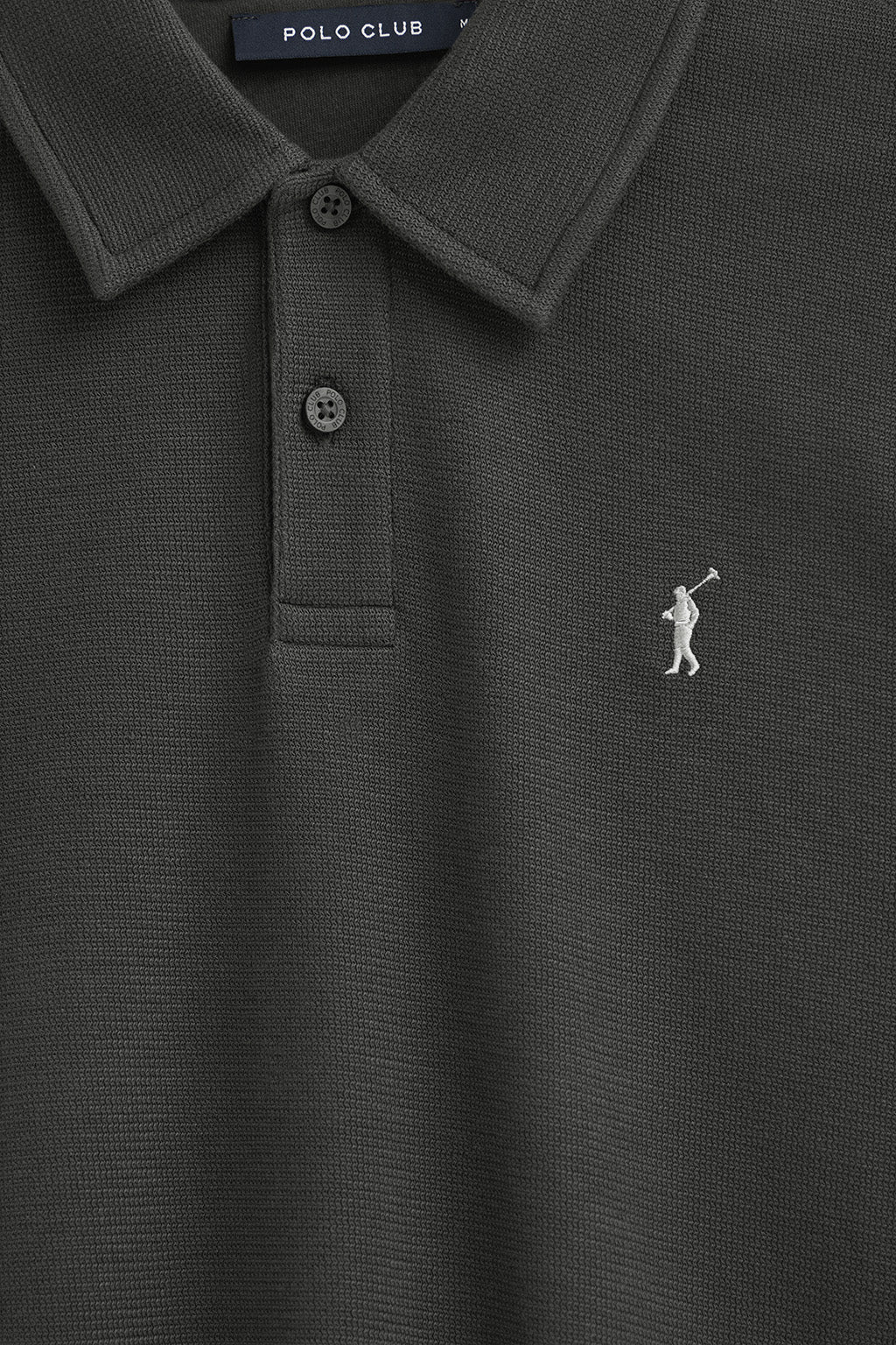 Dark-grey micro-structured polo shirt with Rigby Go embroidery - Image 6