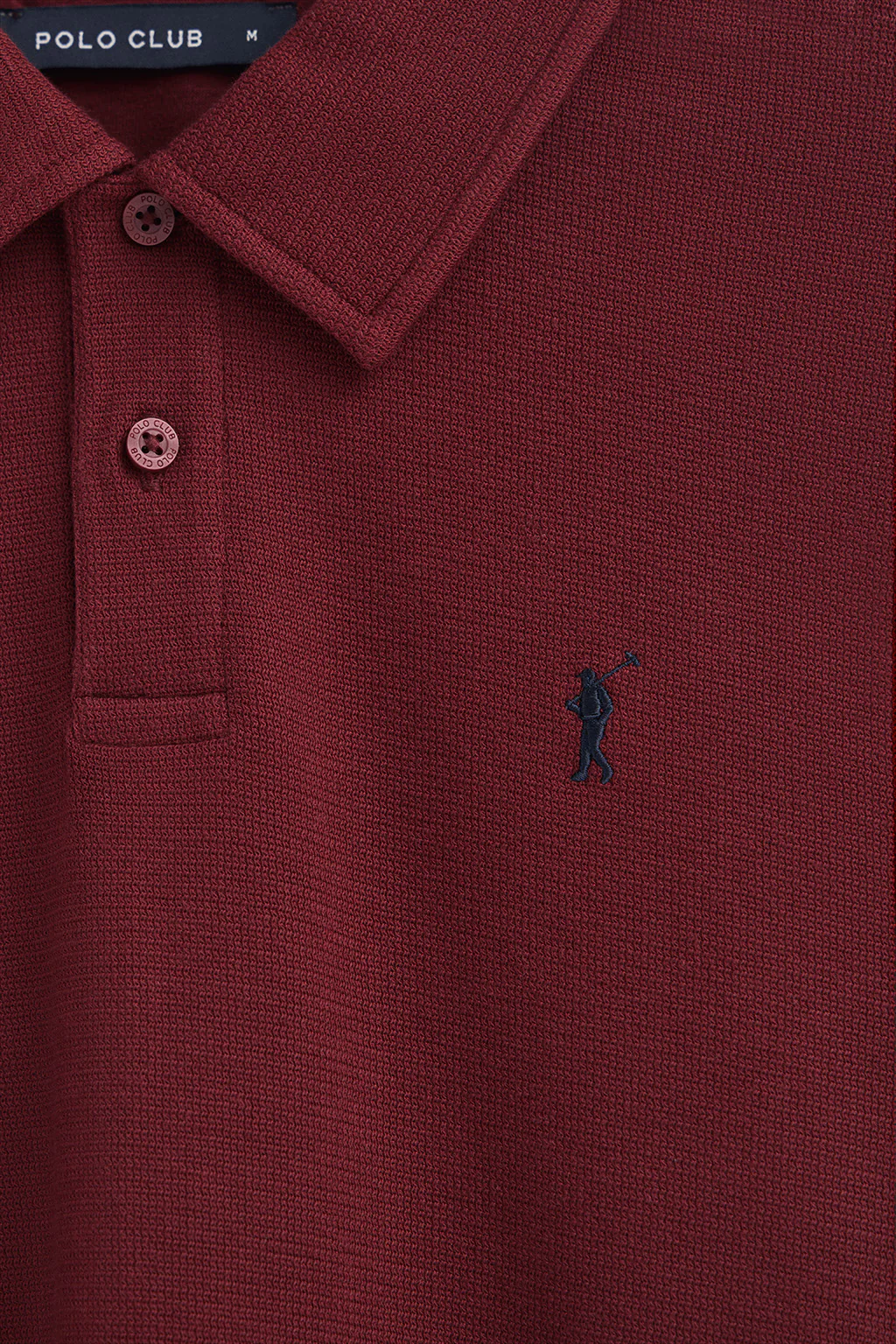 Maroon micro-structured polo shirt with Rigby Go embroidery - Image 6