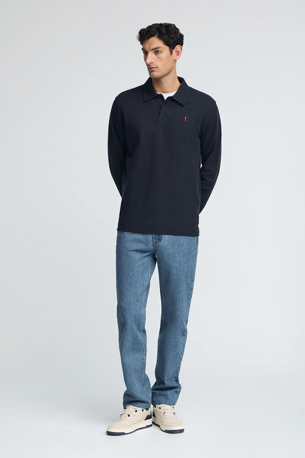 Dark-blue micro-structured polo shirt with Rigby Go embroidery - Image 3