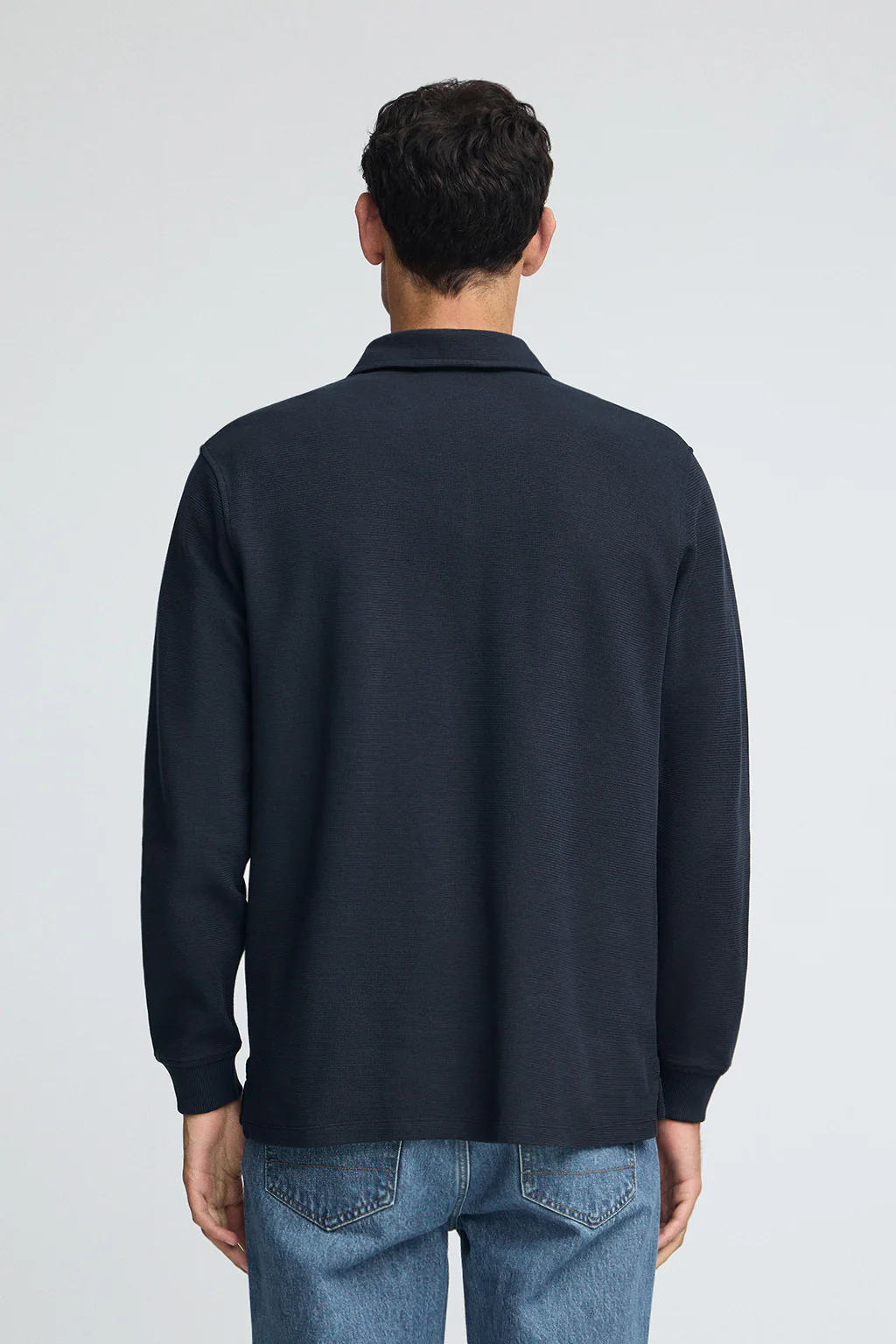Dark-blue micro-structured polo shirt with Rigby Go embroidery - Image 4