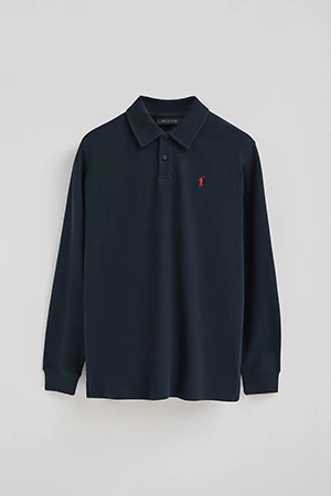 Dark-blue micro-structured polo shirt with Rigby Go embroidery - Image 9
