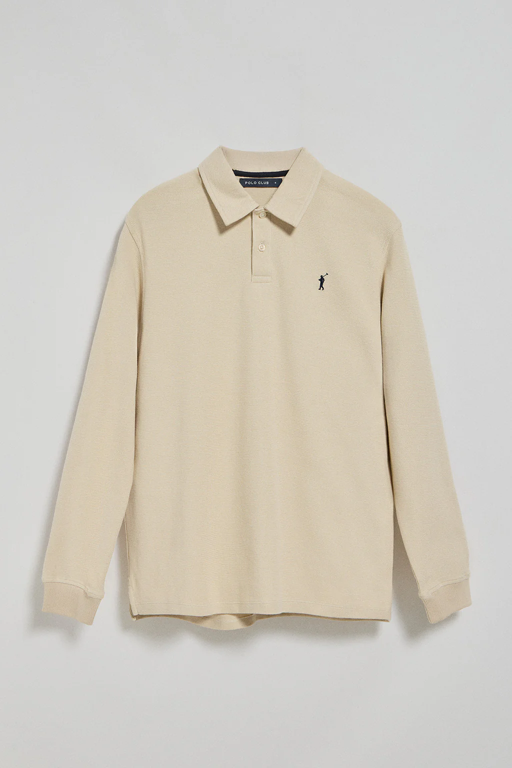 Beige long-sleeve polo shirt with two buttons and Rigby Go logo - Image 5