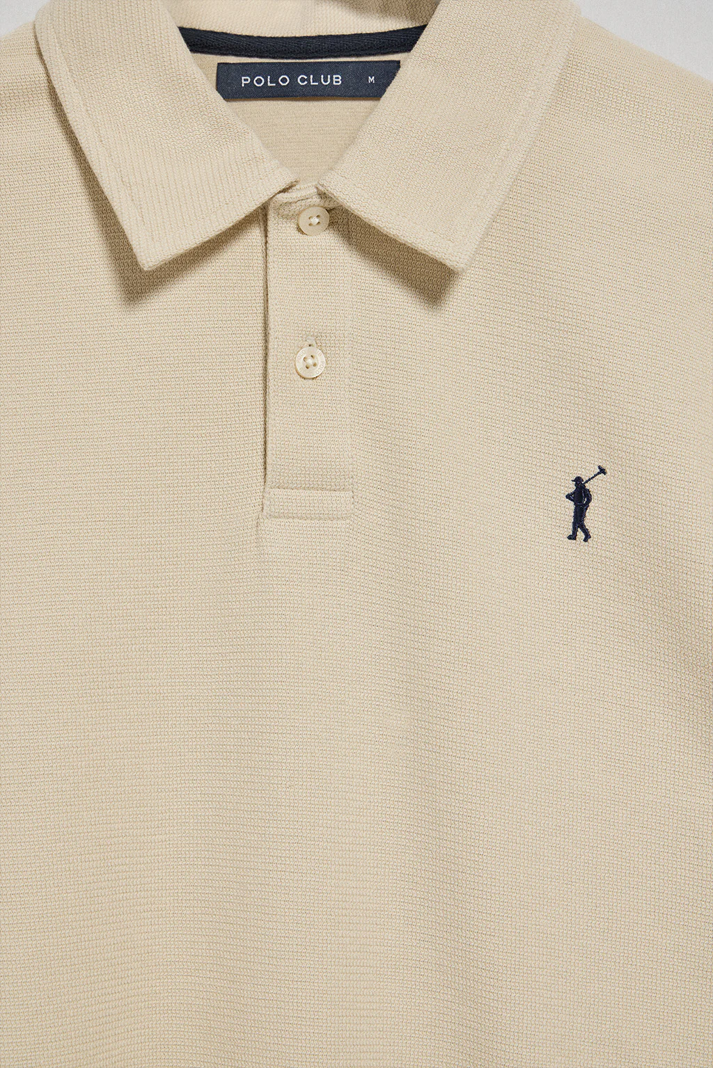 Beige long-sleeve polo shirt with two buttons and Rigby Go logo - Image 7