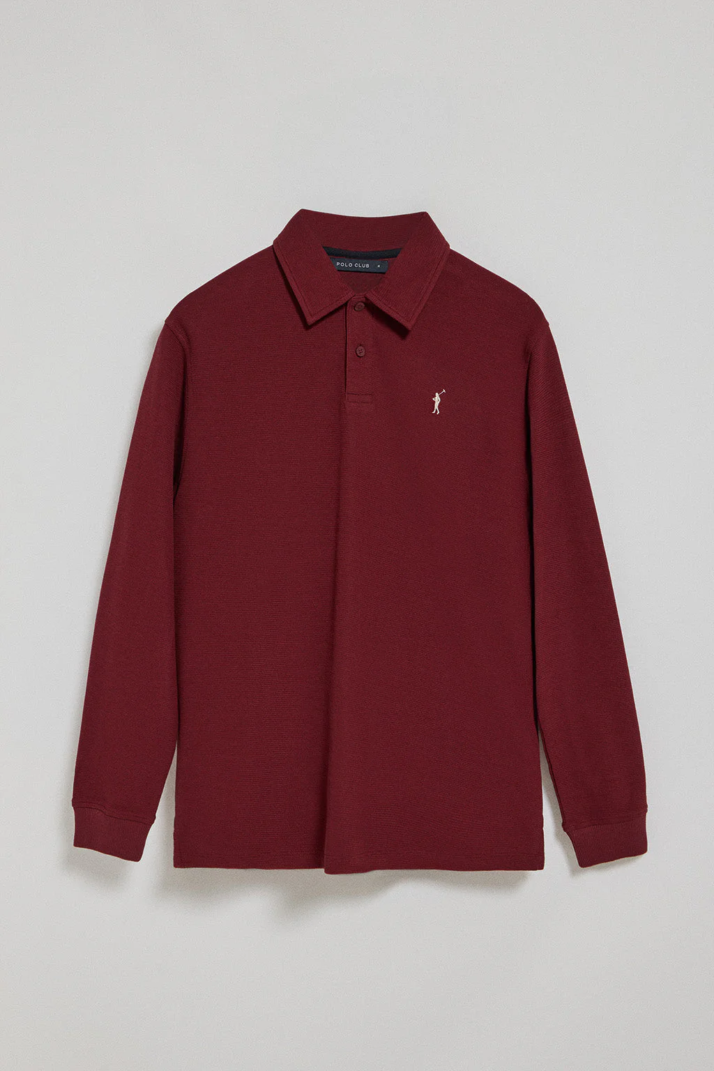 Maroon long-sleeve polo shirt with two buttons and Rigby Go logo - Image 5
