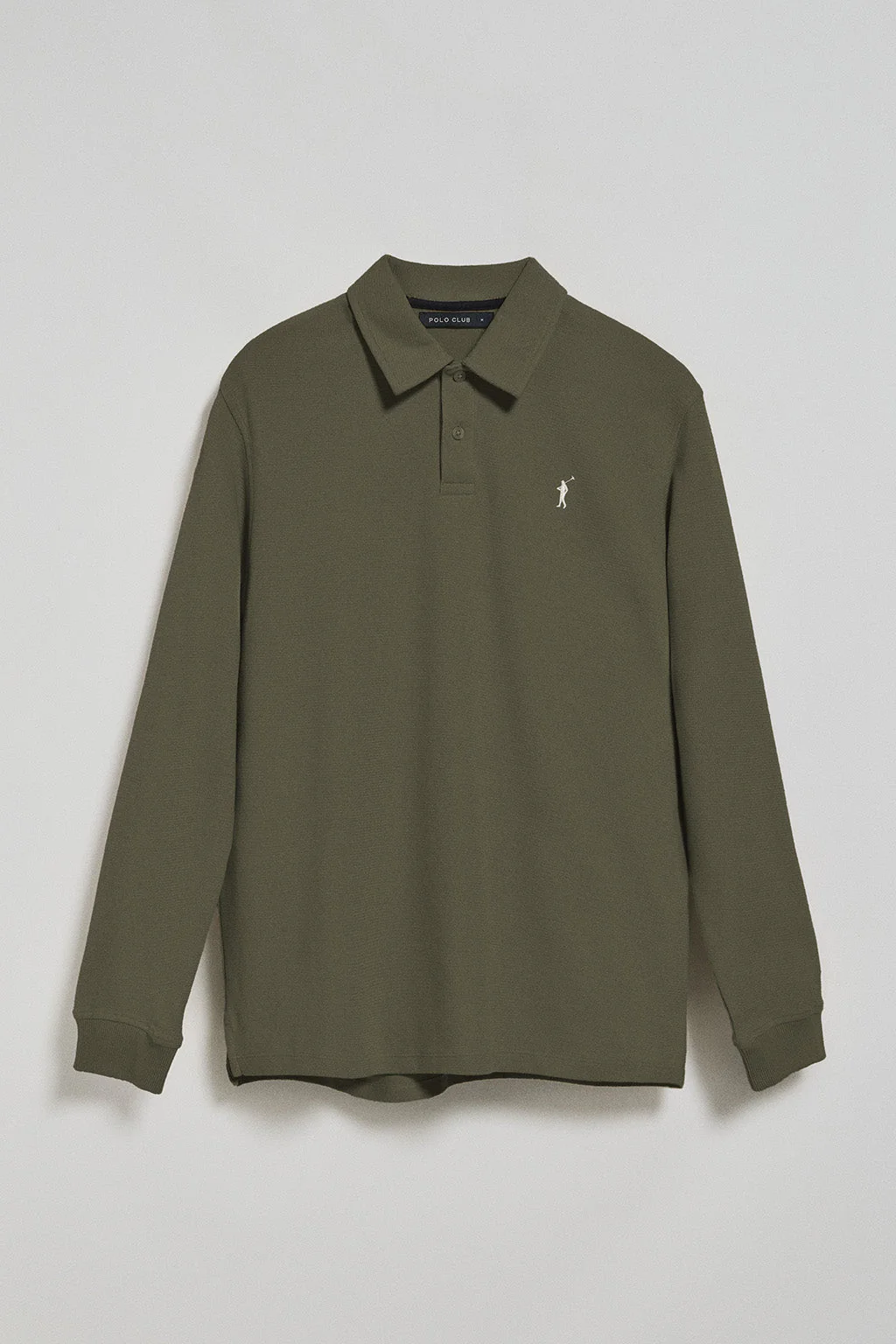 Army-green long-sleeve polo shirt with two buttons and Rigby Go logo - Image 8