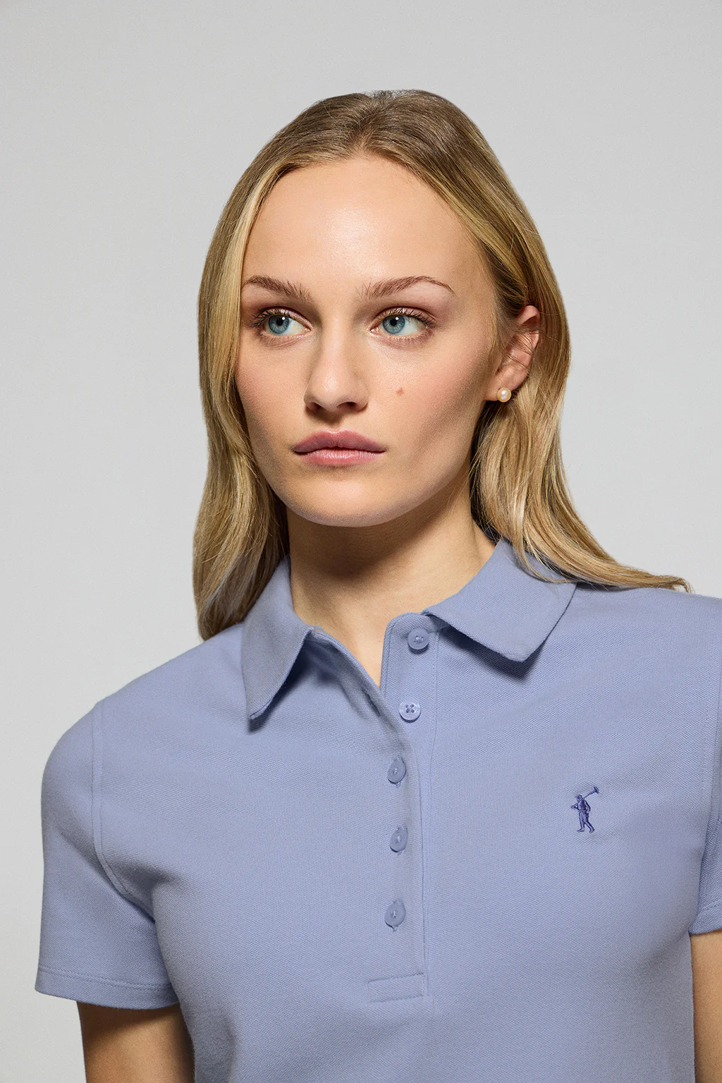 Lavender-blue five-button polo shirt Pereira with Rigby Go embroidery - Image 3
