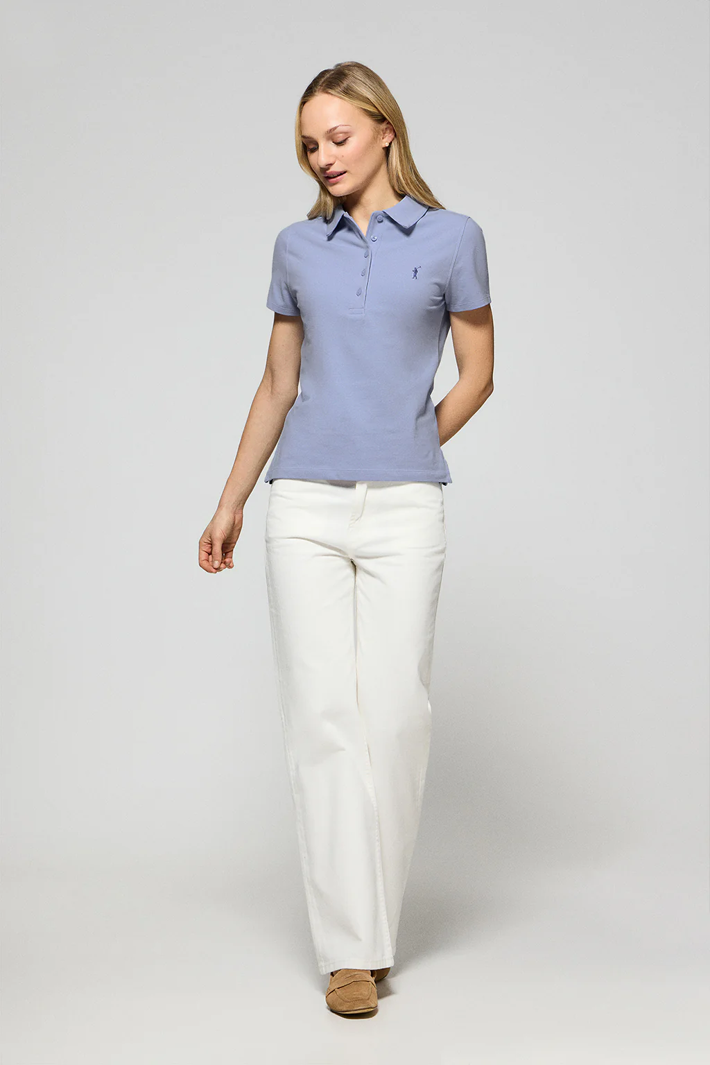Lavender-blue five-button polo shirt Pereira with Rigby Go embroidery - Image 4