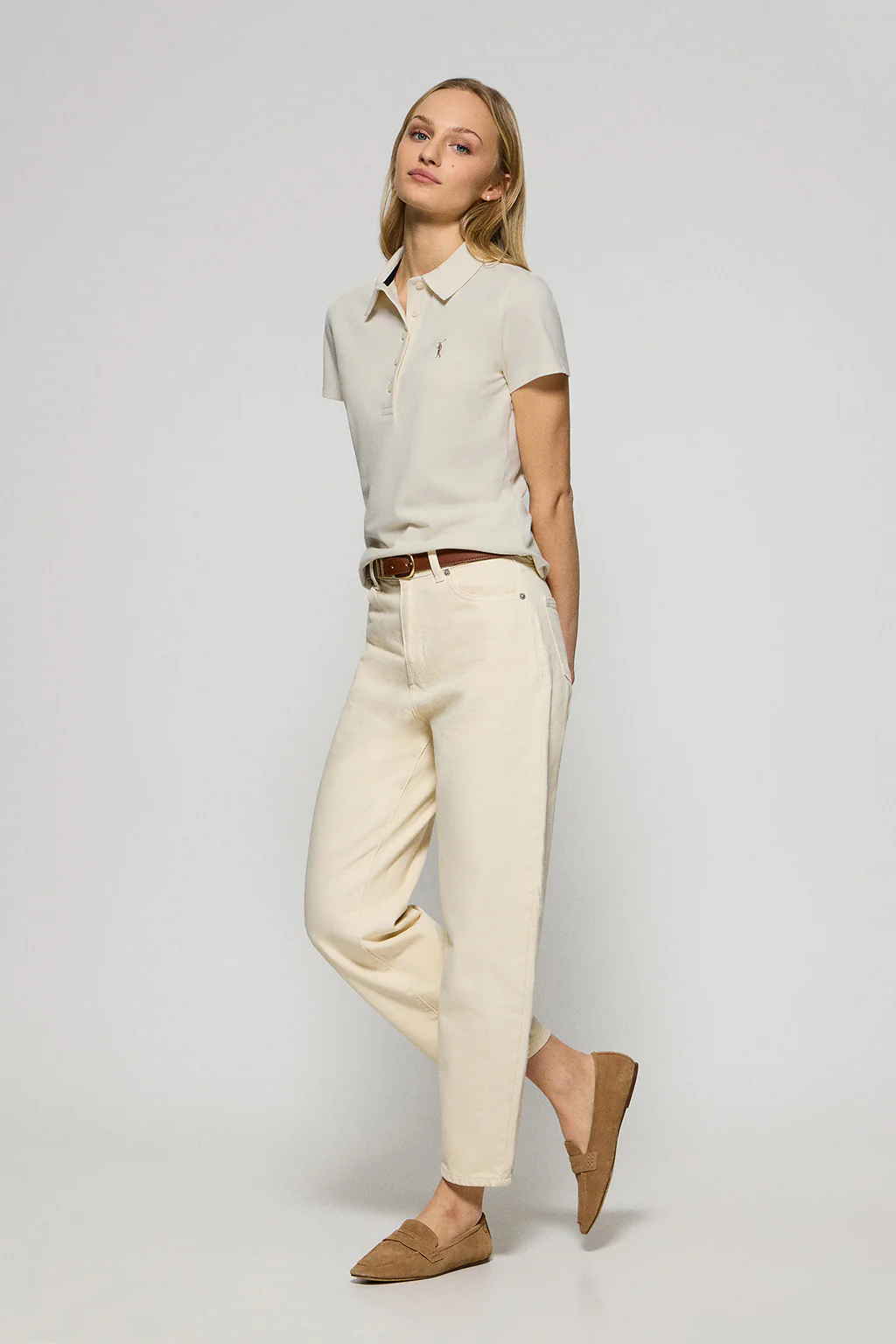 Nude five-button polo shirt Pereira with Rigby Go embroidery - Image 4