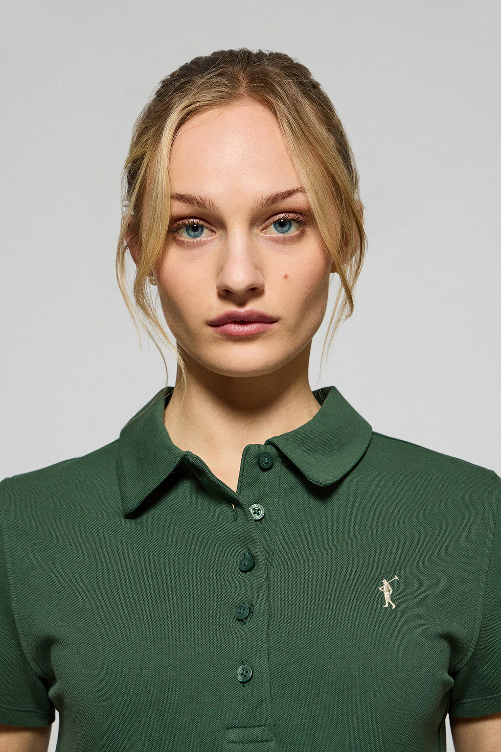Bottle-green five-button polo shirt Pereira with Rigby Go embroidery - Image 3