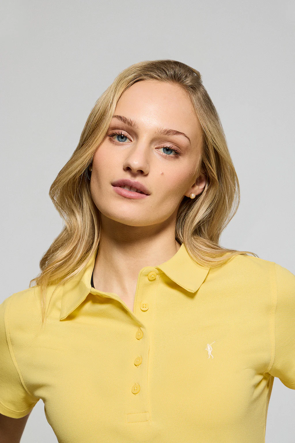 Light-yellow five-button polo shirt Pereira with Rigby Go embroidery - Image 3