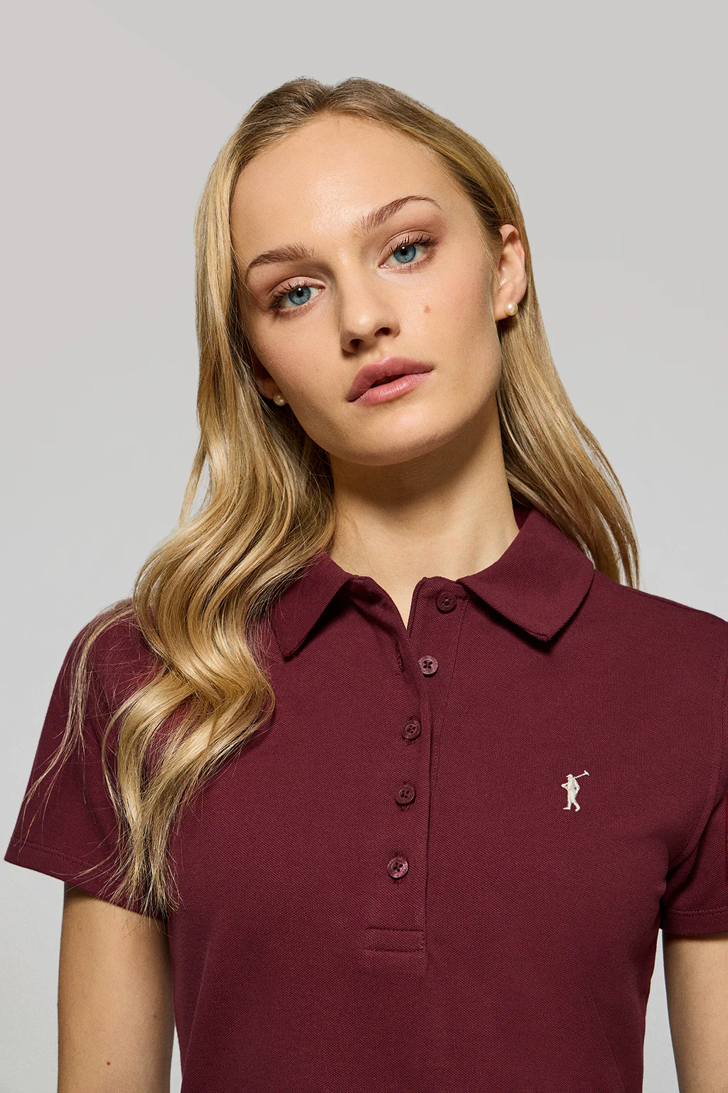 Maroon five-button polo shirt Pereira with Rigby Go embroidery - Image 3
