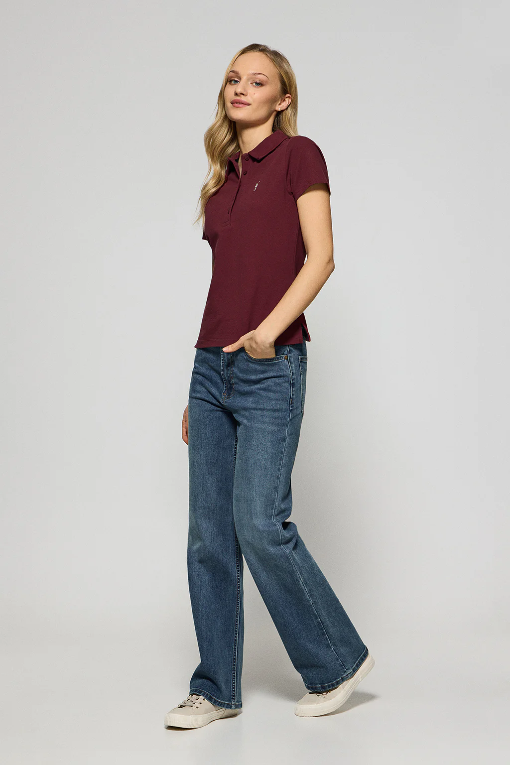 Maroon five-button polo shirt Pereira with Rigby Go embroidery - Image 4