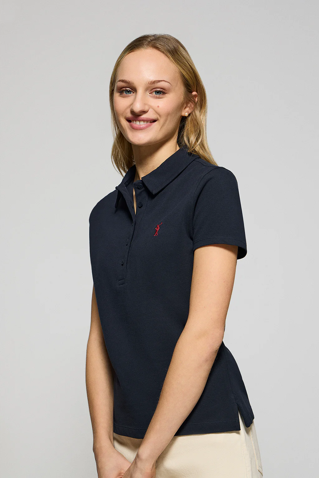 Navy-blue five-button polo shirt Pereira with Rigby Go embroidery