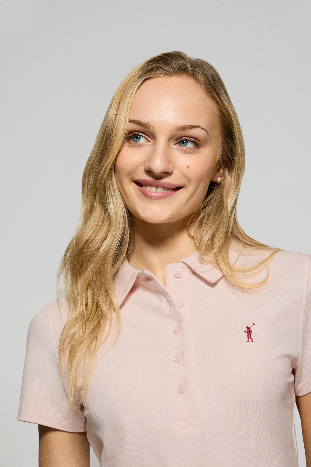 Pink five-button polo shirt Pereira with Rigby Go embroidery - Image 3