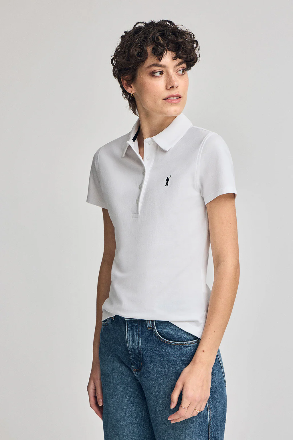 White five-button polo shirt Pereira with Rigby Go embroidery