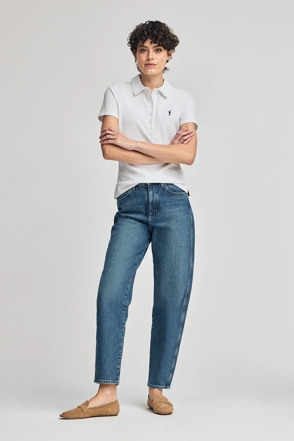 White five-button polo shirt Pereira with Rigby Go embroidery - Image 4