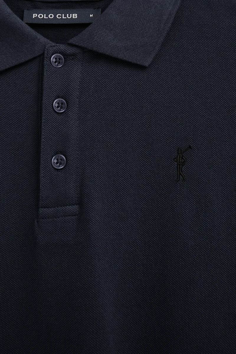 Navy-blue garment-dyed polo shirt with Rigby Go embroidered logo - Image 7