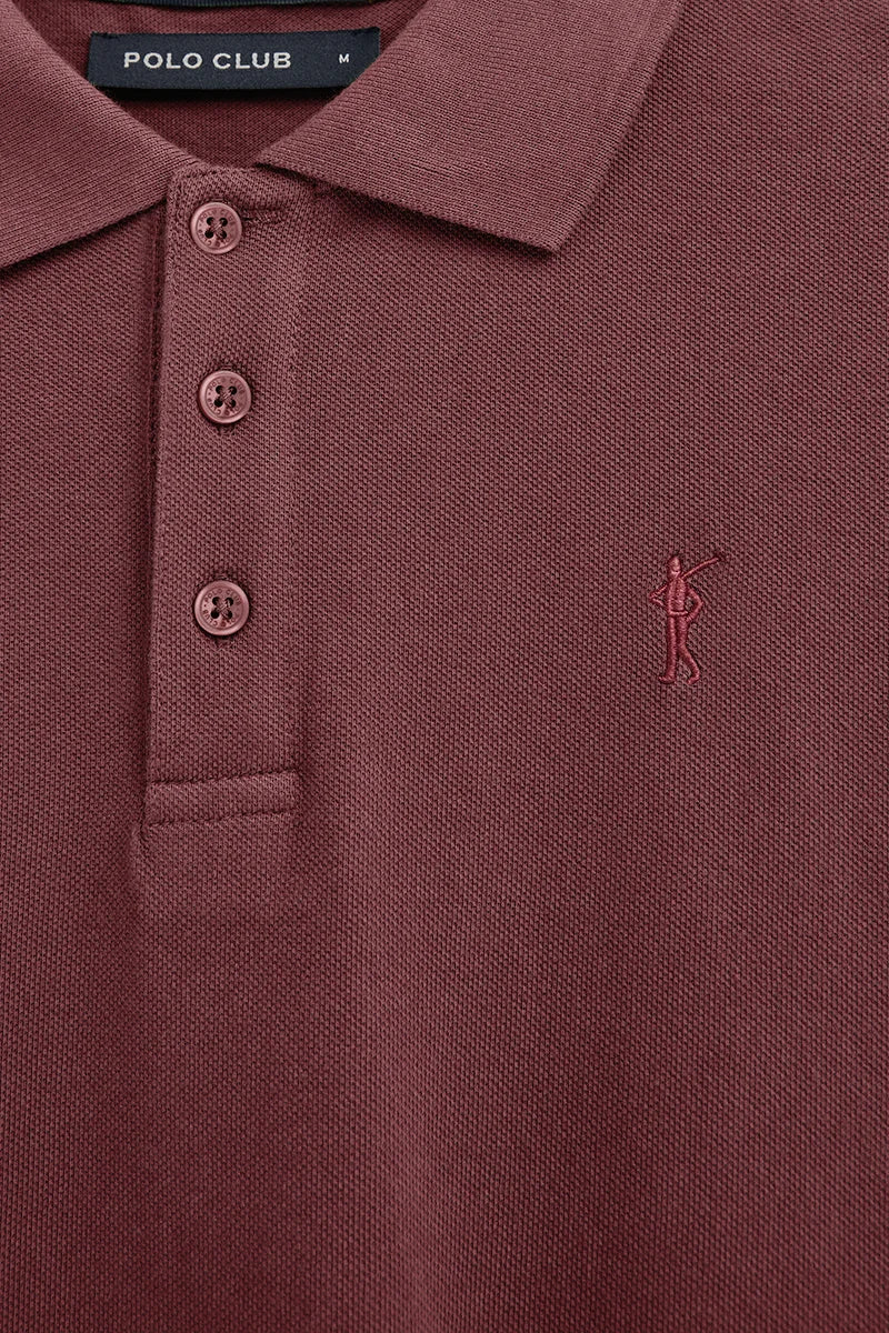 Wine-pink garment-dyed polo shirt with Rigby Go embroidered logo - Image 2