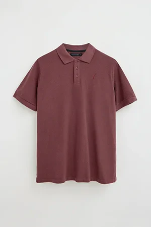 Wine-pink garment-dyed polo shirt with Rigby Go embroidered logo - Image 5