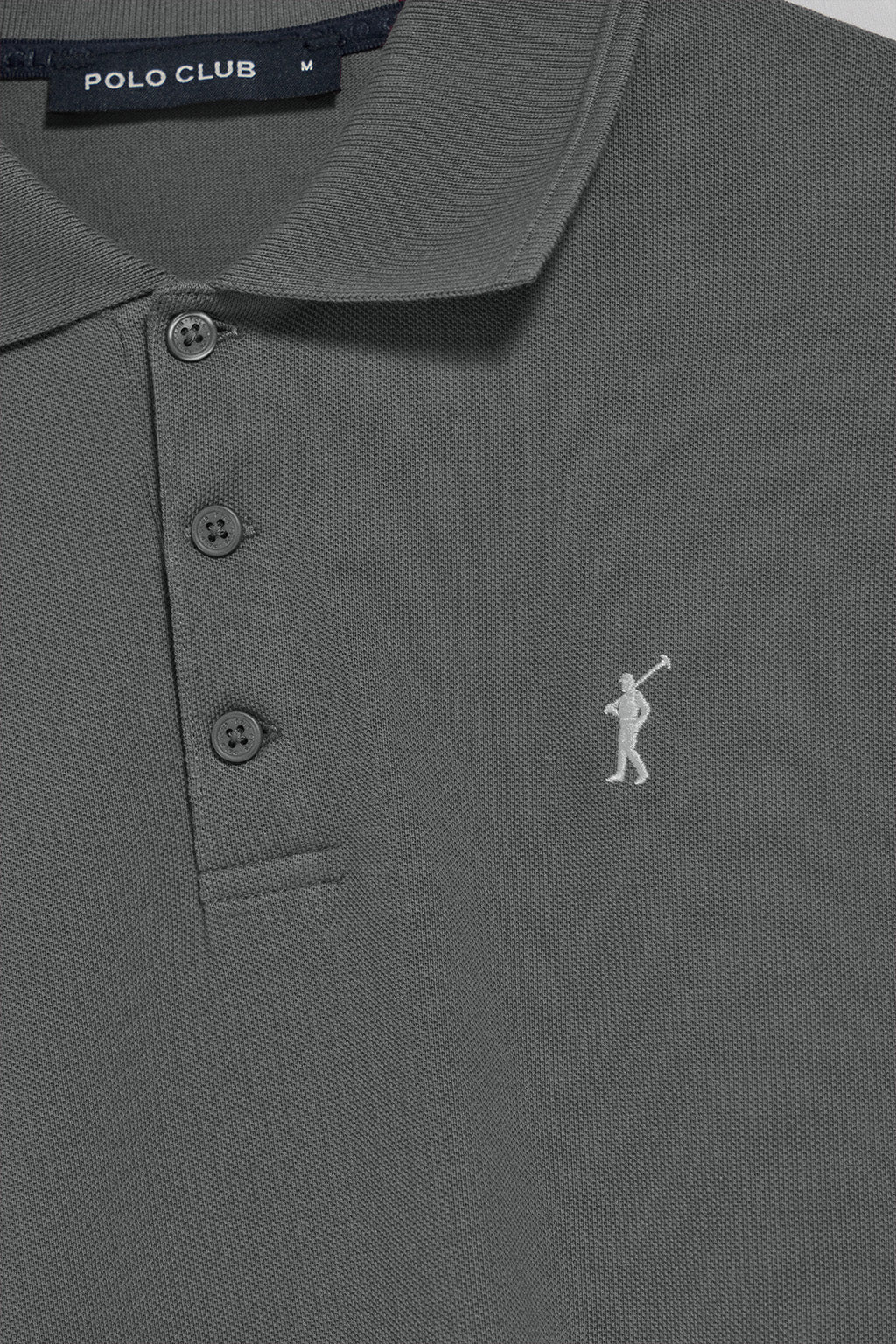 Asphalt-grey polo shirt with three buttons and Rigby Go embroidered logo - Image 6