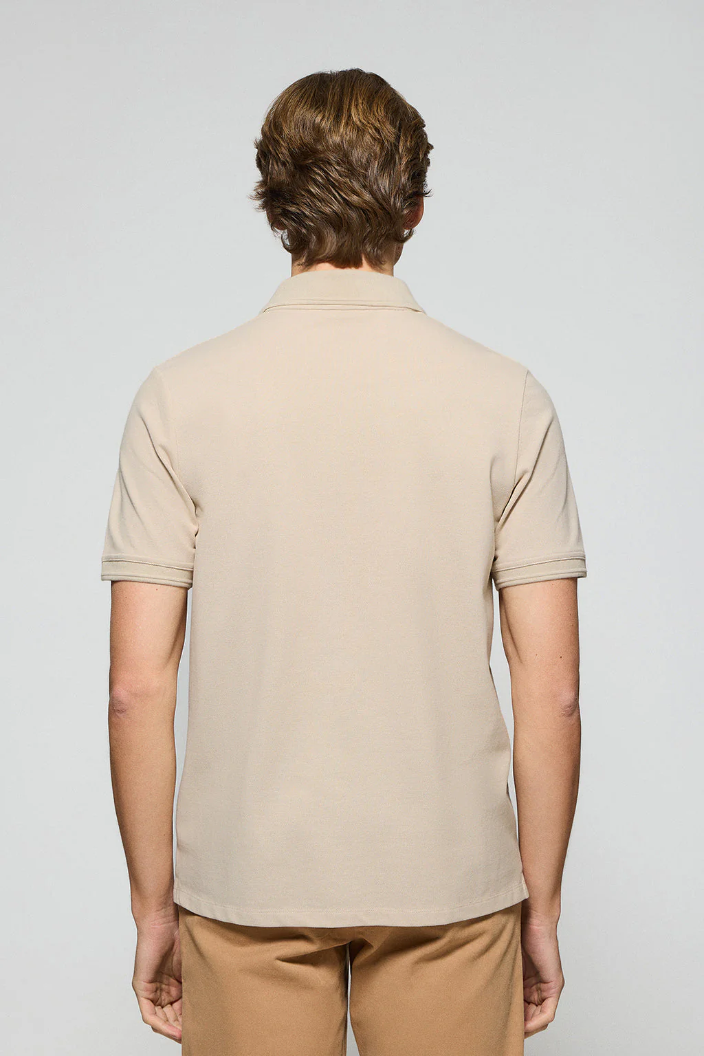Beige polo shirt with three buttons and Rigby Go embroidered logo - Image 4