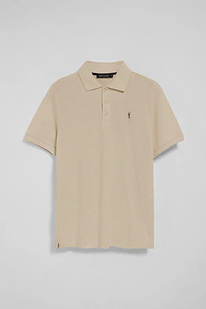 Beige polo shirt with three buttons and Rigby Go embroidered logo - Image 9