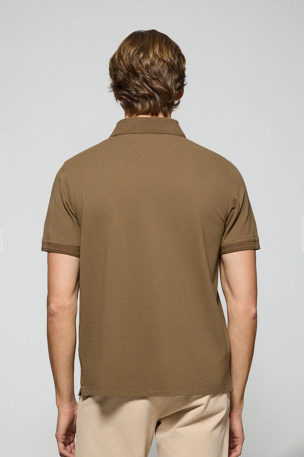 Brown polo shirt with three buttons and Rigby Go embroidered logo - Image 4