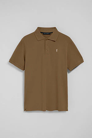 Brown polo shirt with three buttons and Rigby Go embroidered logo - Image 9