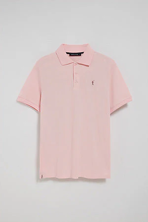 Pink-marl polo shirt with three buttons and Rigby Go embroidered logo - Image 9