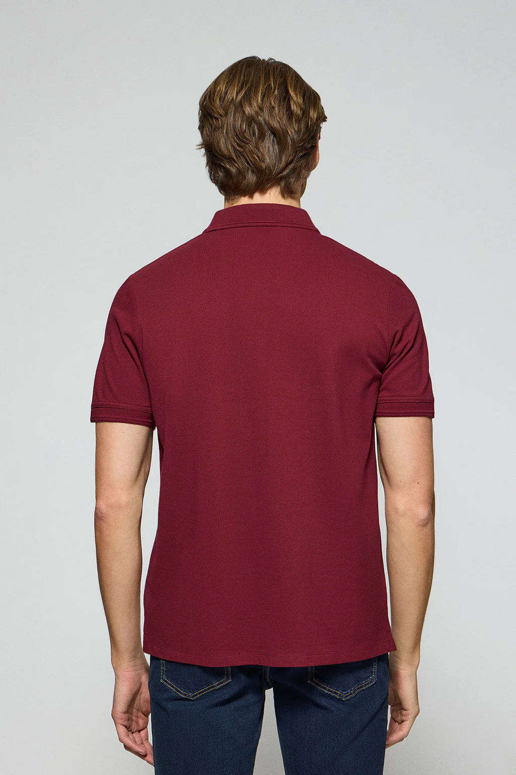 Maroon polo shirt with three buttons and Rigby Go embroidered logo - Image 4