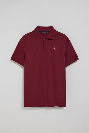 Maroon polo shirt with three buttons and Rigby Go embroidered logo - Image 9