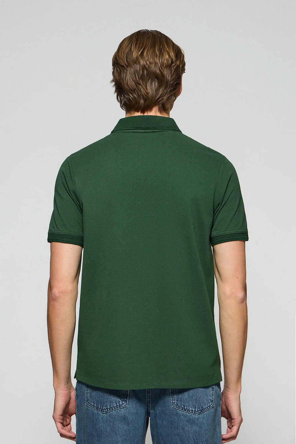 Bottle-green polo shirt with three buttons and Rigby Go embroidered logo - Image 4