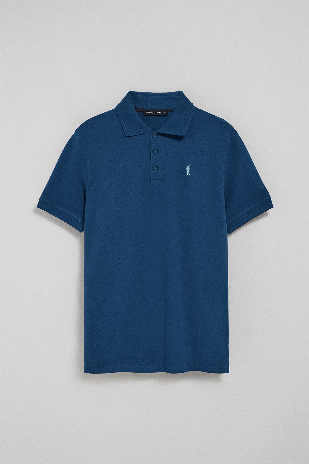 Indigo-blue polo shirt with three buttons and Rigby Go embroidered logo - Image 5