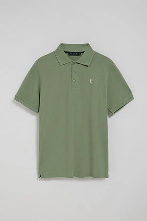 Jade-green polo shirt with three buttons and Rigby Go embroidered logo - Image 9