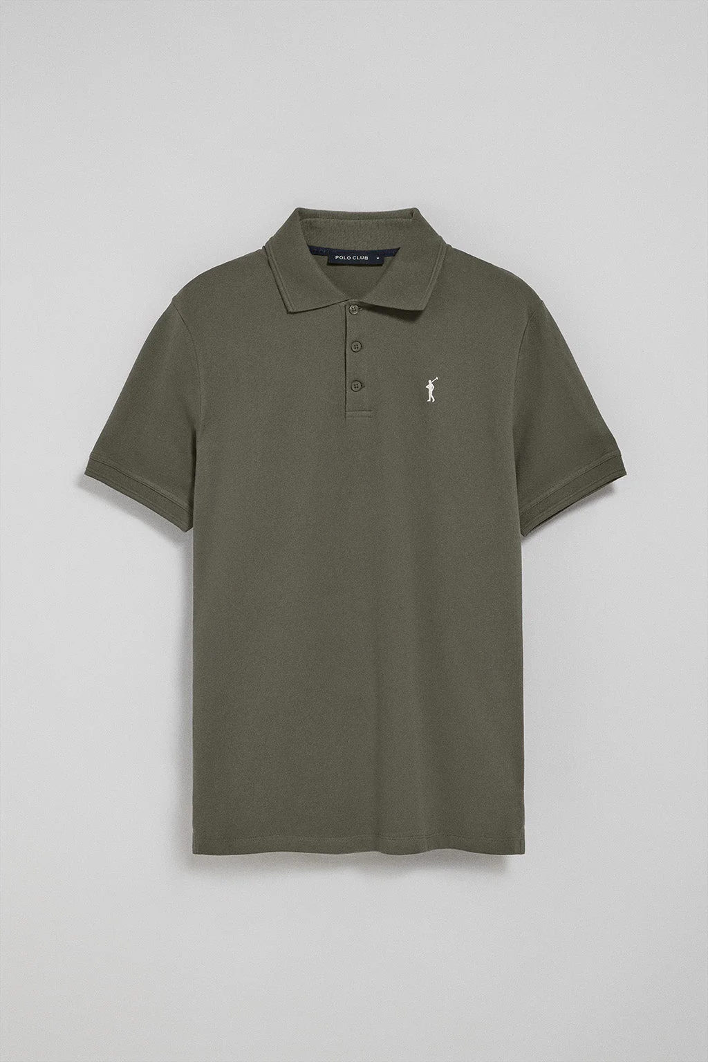 Army-green polo shirt with three buttons and Rigby Go embroidered logo - Image 5