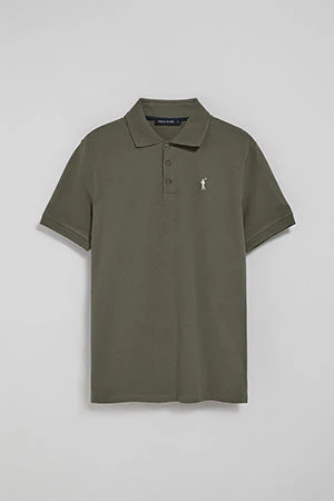 Army-green polo shirt with three buttons and Rigby Go embroidered logo - Image 9