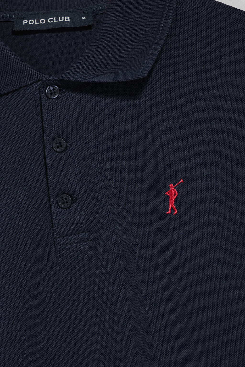Navy-blue polo shirt with three buttons and Rigby Go embroidered logo - Image 6