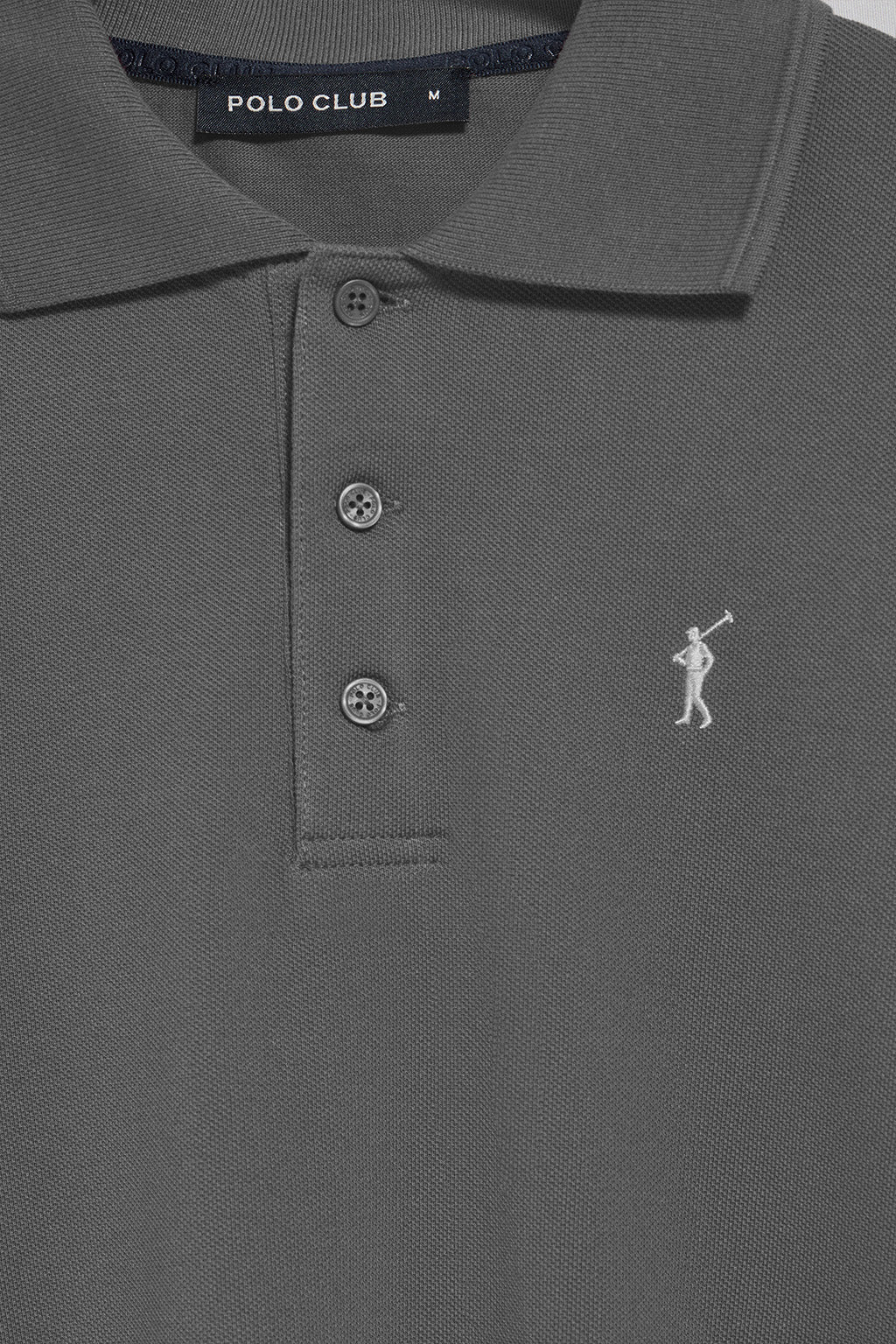 Asphalt-grey long-sleeve polo shirt with three buttons and Rigby Go logo - Image 7