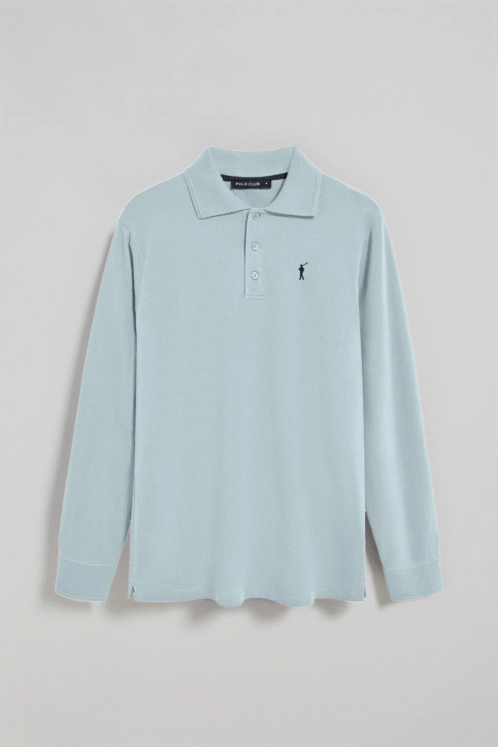 Light-blue long-sleeve polo shirt with three buttons and Rigby Go logo - Image 5