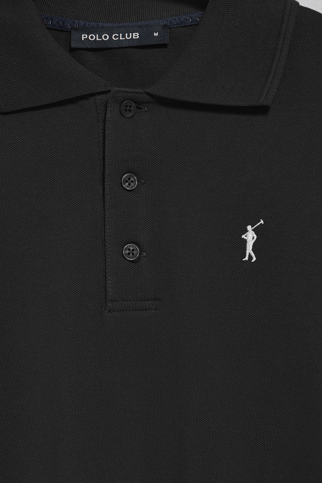 Black long-sleeve polo shirt with three buttons and Rigby Go logo - Image 8