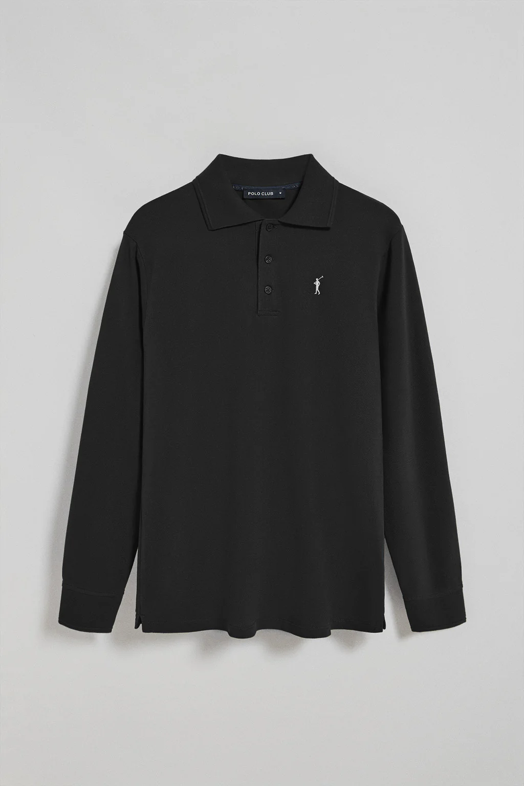 Black long-sleeve polo shirt with three buttons and Rigby Go logo - Image 9