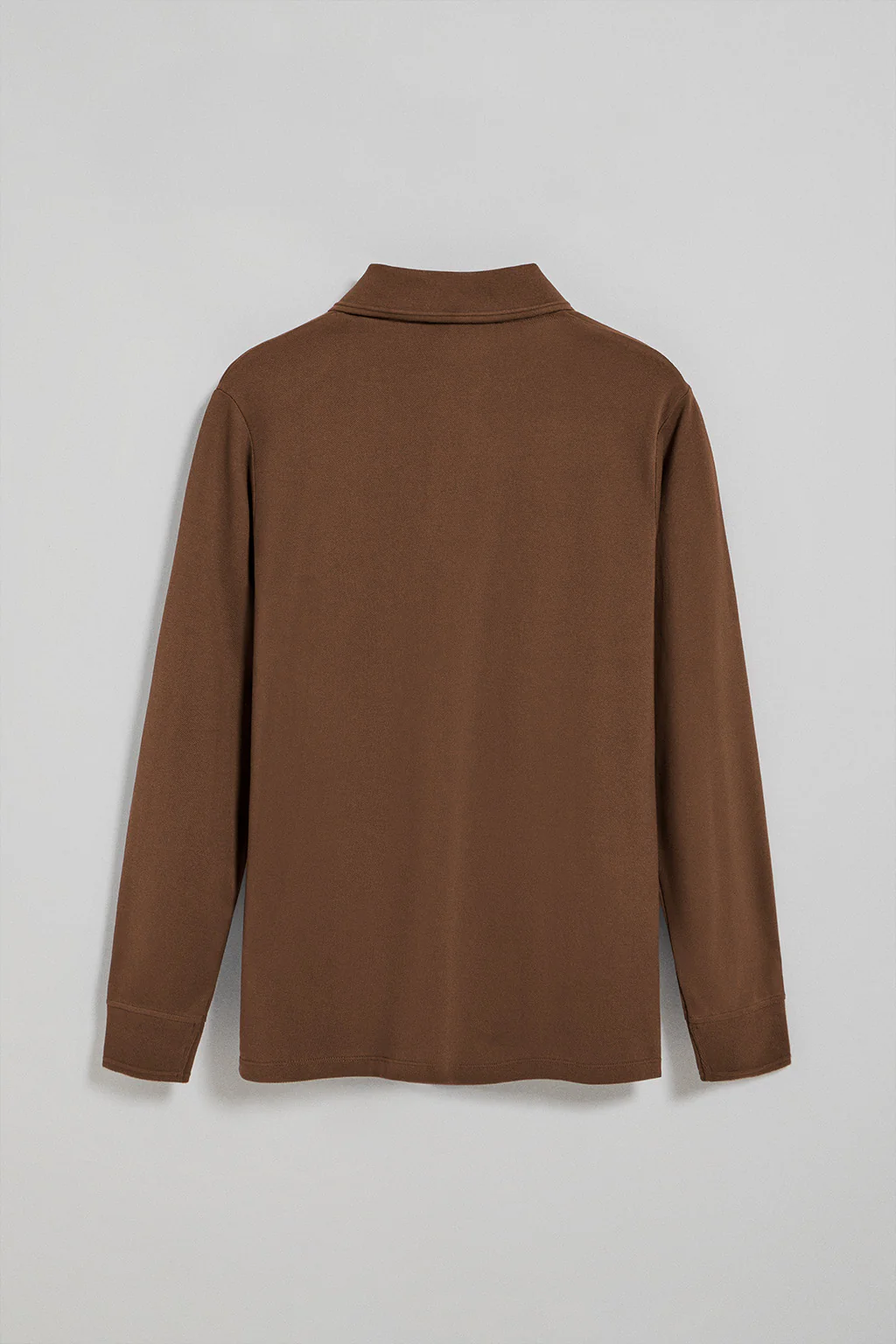 Brown long-sleeve polo shirt with three buttons and Rigby Go logo - Image 6