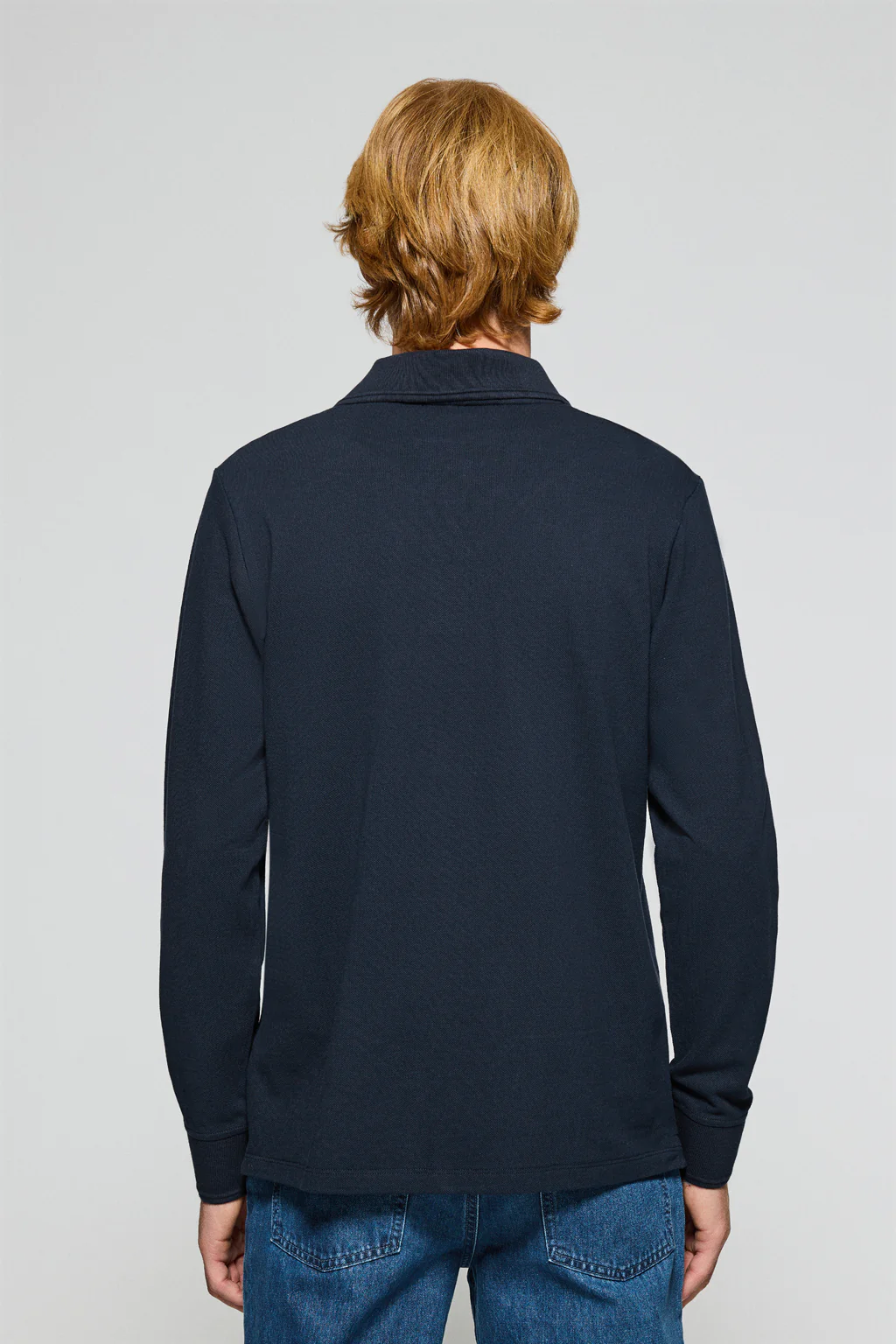 Navy-blue long-sleeve polo shirt with three buttons and Rigby Go logo - Image 2