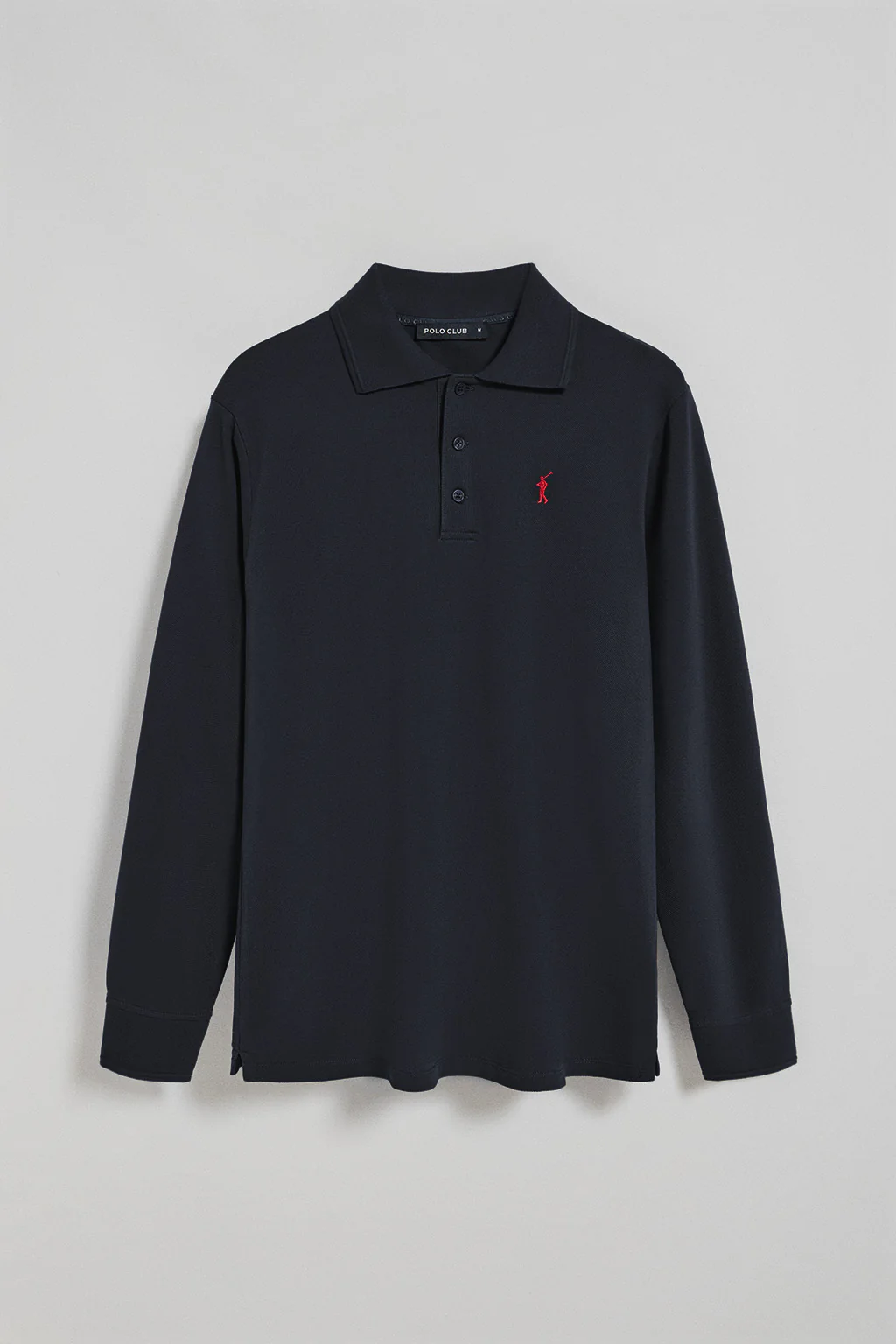 Navy-blue long-sleeve polo shirt with three buttons and Rigby Go logo - Image 5