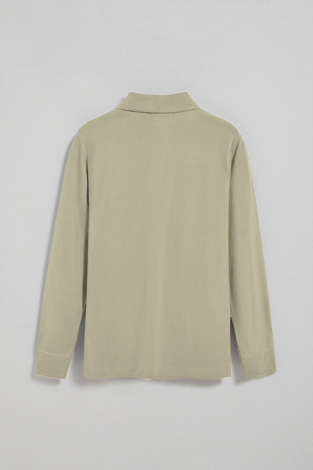 Stone-grey long-sleeve polo shirt with three buttons and Rigby Go logo - Image 6