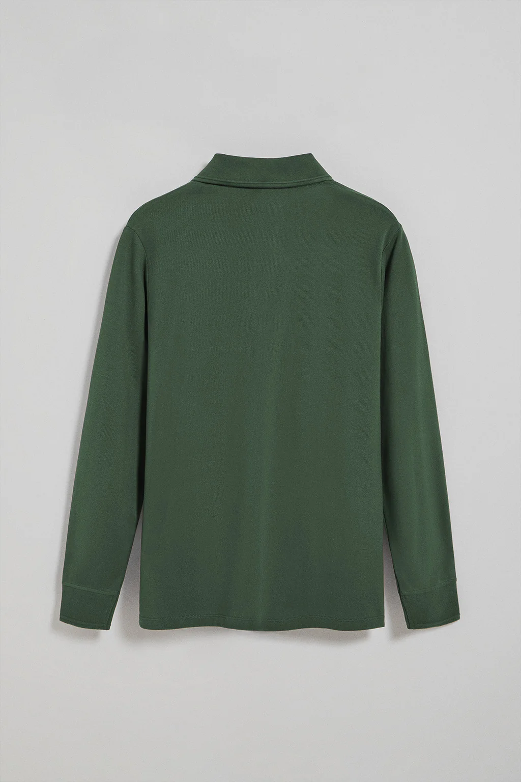 Green long-sleeve polo shirt with three buttons and Rigby Go logo - Image 6