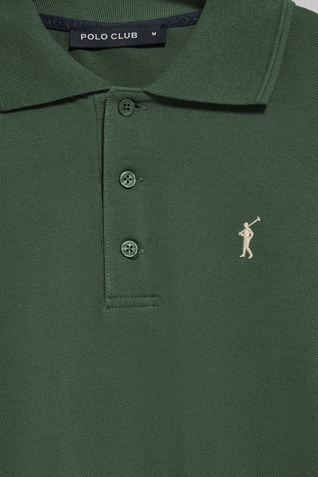 Green long-sleeve polo shirt with three buttons and Rigby Go logo - Image 7