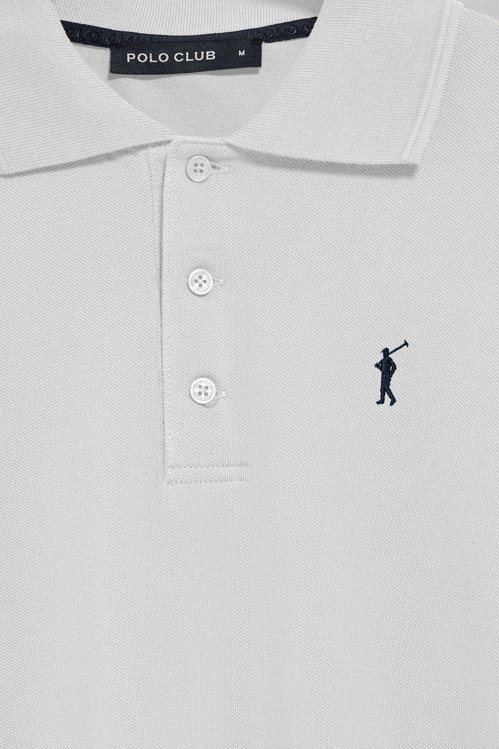 White long-sleeve polo shirt with three buttons and Rigby Go logo - Image 7