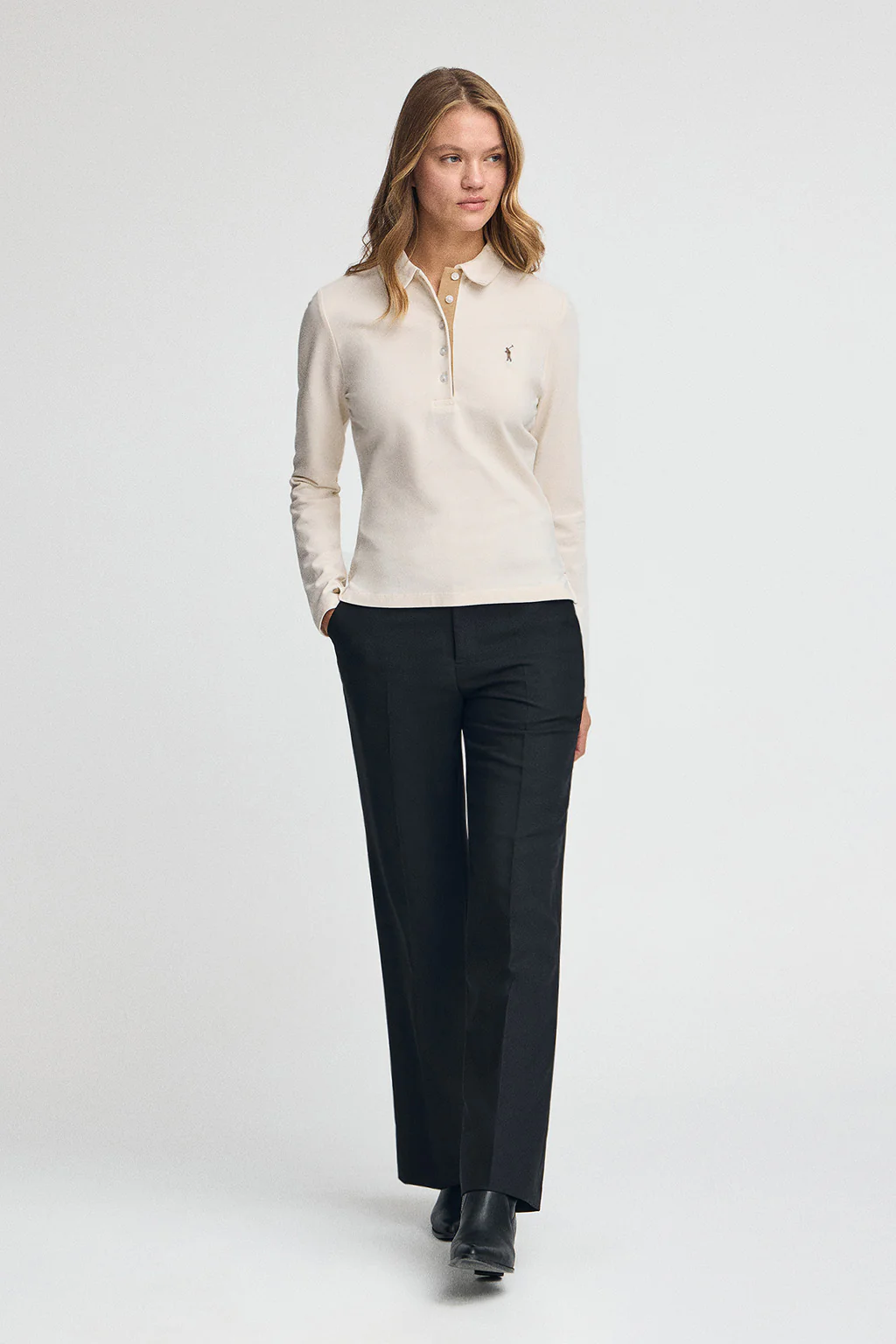 Nude polo shirt with contrast detailing and Rigby Go embroidery - Image 3