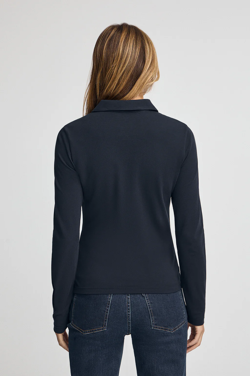 Navy-blue polo shirt with contrast detailing and Rigby Go embroidery - Image 4